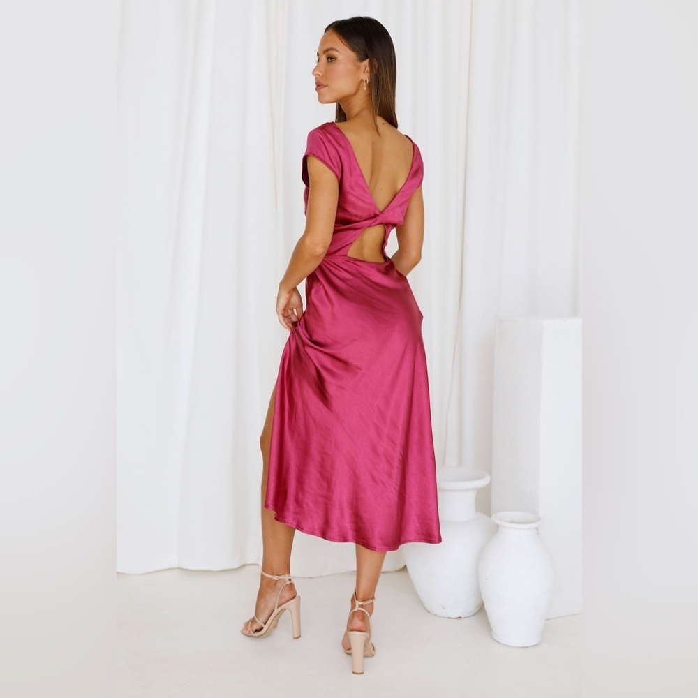 Hello Molly FAITHFUL NIGHTS Satin Midi Dress Size 6 - Picture 2 of 9